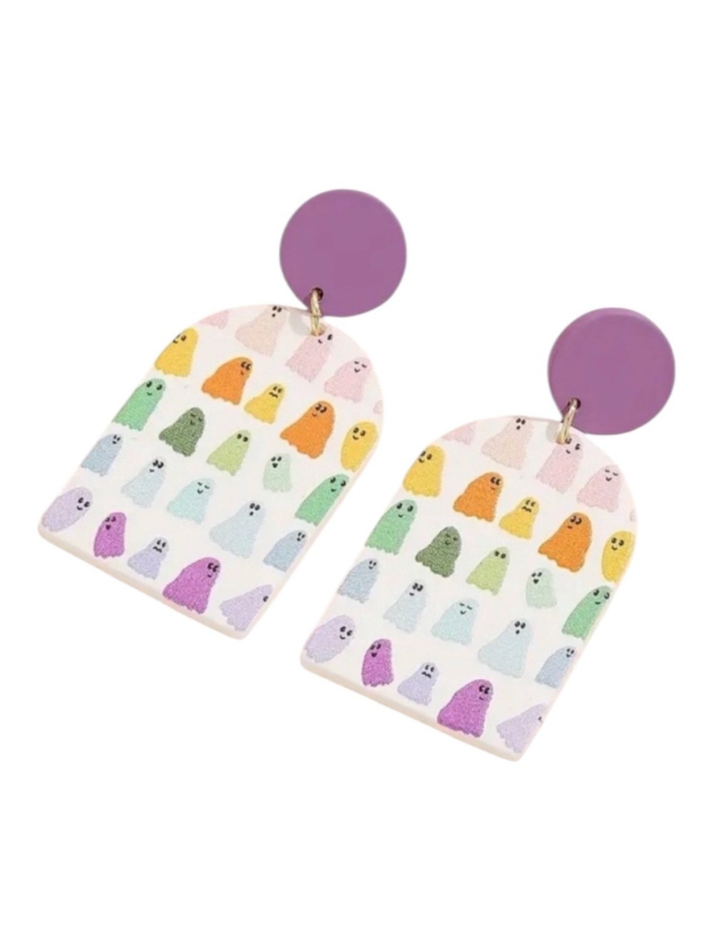 Colorful Ghost Dangle Earrings - Picture 1 of 3